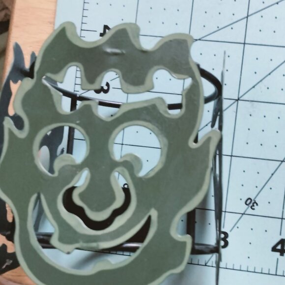 Green Goblin Face Candle Holder Halloween Luminary - Picture 7 of 7